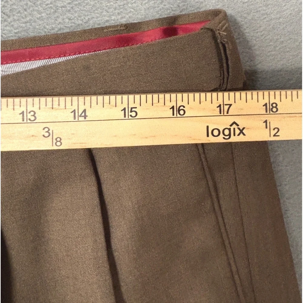 Dockers Men Brown Pleated Trousers Classic Fit Cuffed Hem W36 L32 32896-0001